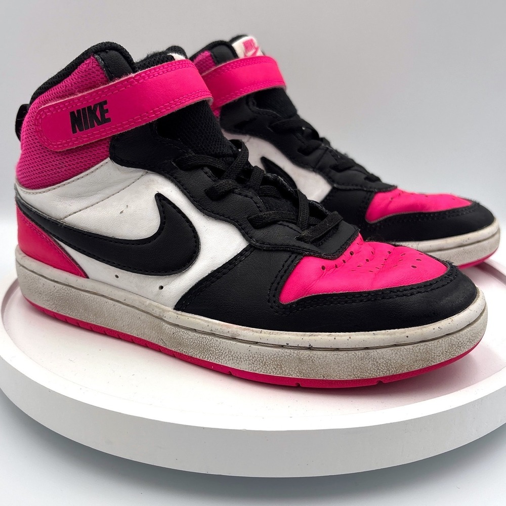 Nike Court Borough Mid 2 Size 3Y Pink Black White Sporty High Top HV0935-100
